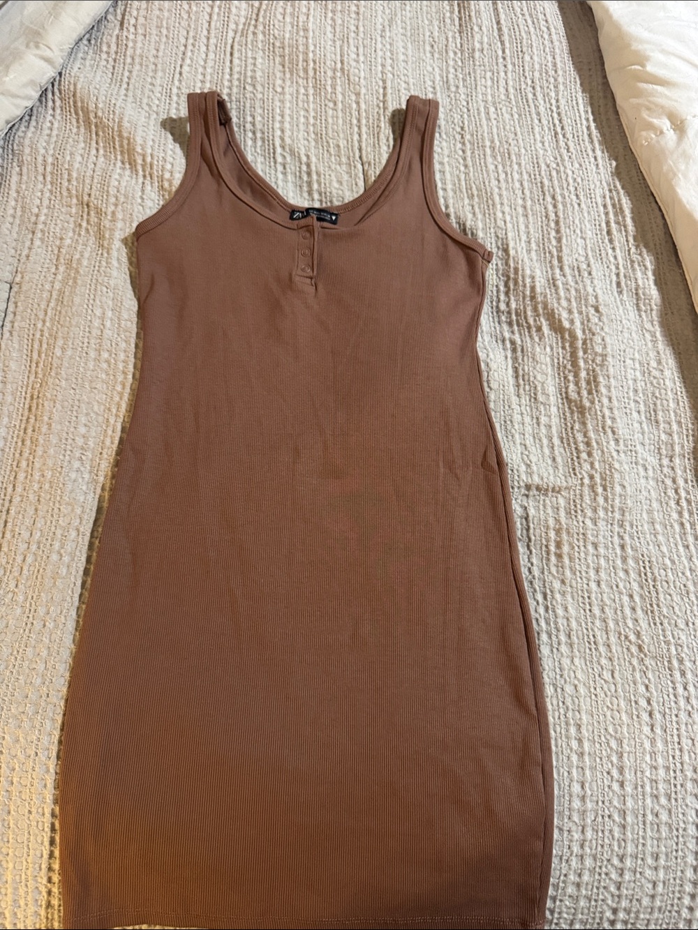 Zara Brown Ribbed Tank Dress